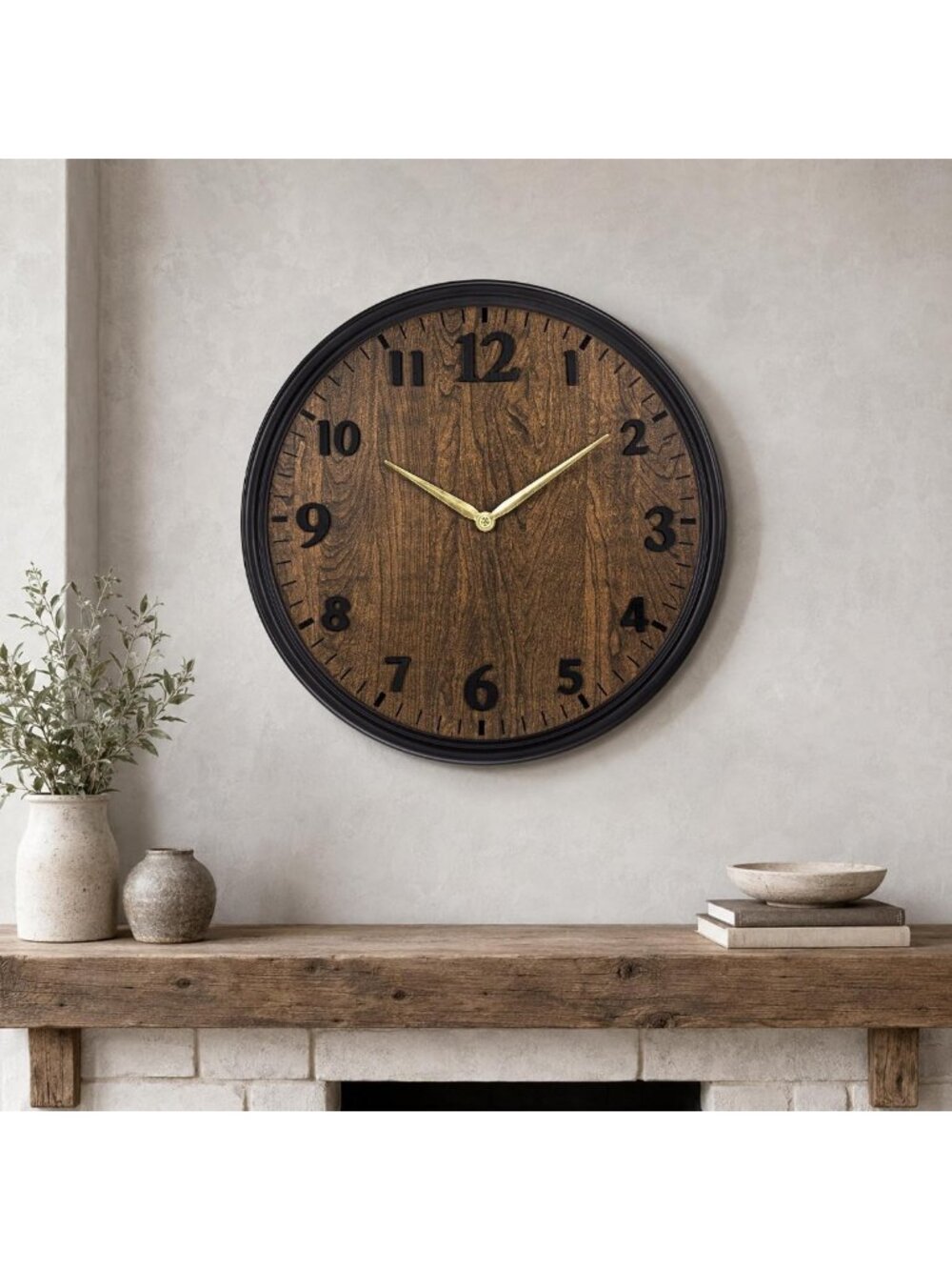 Vintage Farmhouse Wall Clock - 16 Inch Silent Non-Ticking, Battery Operated